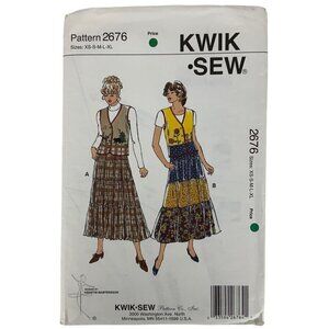 Kwik Sew 2676 Misses Appliqued Vest Tiered Skirt Size XS-XL Sewing Pattern USED